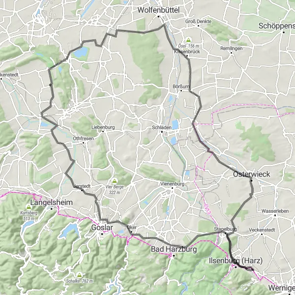 Map miniature of "Through the Harz Valleys" cycling inspiration in Sachsen-Anhalt, Germany. Generated by Tarmacs.app cycling route planner