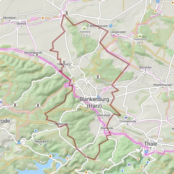 Map miniature of "The Gravel Adventure" cycling inspiration in Sachsen-Anhalt, Germany. Generated by Tarmacs.app cycling route planner