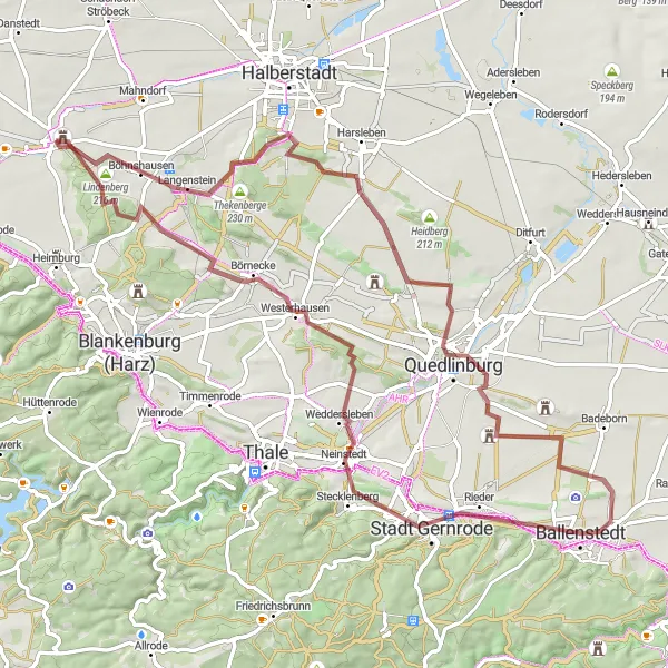 Map miniature of "Harz Gravel Loop" cycling inspiration in Sachsen-Anhalt, Germany. Generated by Tarmacs.app cycling route planner