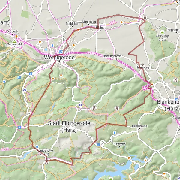 Karten-Miniaturansicht der Radinspiration "Gravel-Abenteuer im Harz" in Sachsen-Anhalt, Germany. Erstellt vom Tarmacs.app-Routenplaner für Radtouren