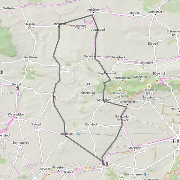 Karten-Miniaturansicht der Radinspiration "Geschichtsträchtige Orte rund um Heudeber" in Sachsen-Anhalt, Germany. Erstellt vom Tarmacs.app-Routenplaner für Radtouren