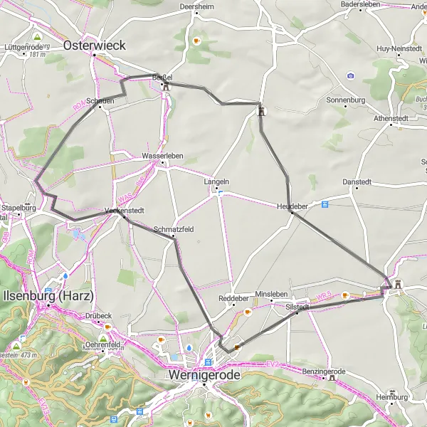 Karten-Miniaturansicht der Radinspiration "Derenburg und Umgebung auf der Straße erkunden" in Sachsen-Anhalt, Germany. Erstellt vom Tarmacs.app-Routenplaner für Radtouren