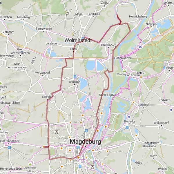 Map miniature of "Magdeburg Discovery" cycling inspiration in Sachsen-Anhalt, Germany. Generated by Tarmacs.app cycling route planner
