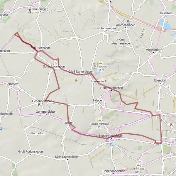 Map miniature of "Diesdorf Gravel Adventure" cycling inspiration in Sachsen-Anhalt, Germany. Generated by Tarmacs.app cycling route planner