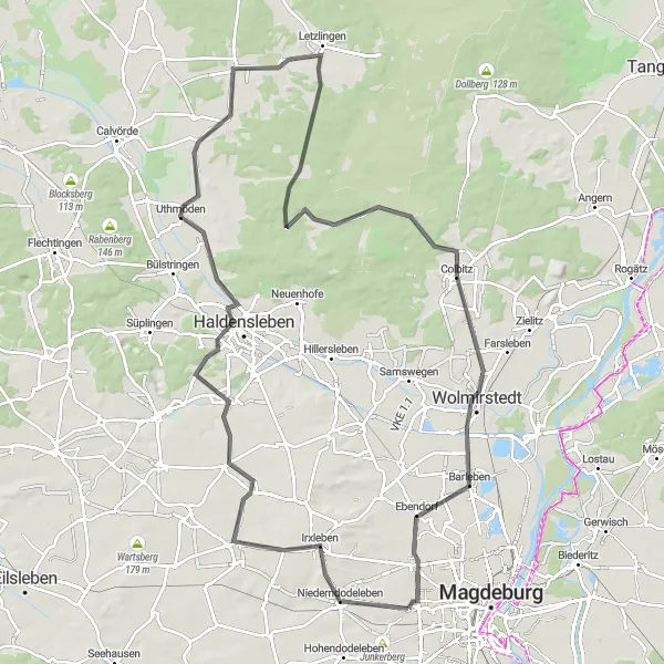 Map miniature of "Hundisburg Castle Tour" cycling inspiration in Sachsen-Anhalt, Germany. Generated by Tarmacs.app cycling route planner