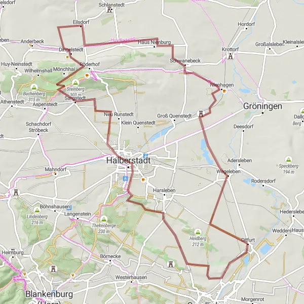 Karten-Miniaturansicht der Radinspiration "Abenteuerliche Schottertour durch das Harzvorland" in Sachsen-Anhalt, Germany. Erstellt vom Tarmacs.app-Routenplaner für Radtouren