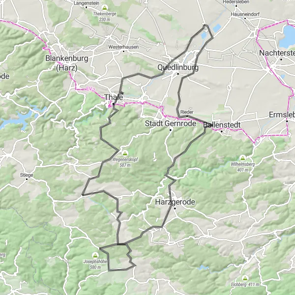 Karten-Miniaturansicht der Radinspiration "Radtour durch die Harzregion mit Start in Ditfurt" in Sachsen-Anhalt, Germany. Erstellt vom Tarmacs.app-Routenplaner für Radtouren