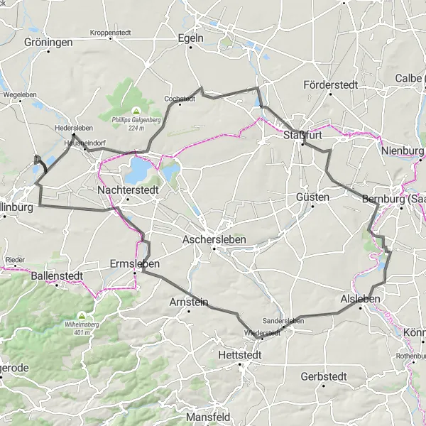 Karten-Miniaturansicht der Radinspiration "Große Rundtour durch das Harzvorland" in Sachsen-Anhalt, Germany. Erstellt vom Tarmacs.app-Routenplaner für Radtouren