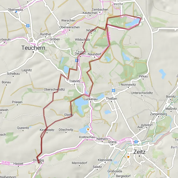 Map miniature of "Exploring the Countryside" cycling inspiration in Sachsen-Anhalt, Germany. Generated by Tarmacs.app cycling route planner