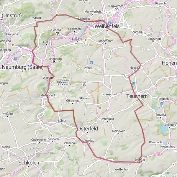 Karten-Miniaturansicht der Radinspiration "Weinberge und Schlösser Tour" in Sachsen-Anhalt, Germany. Erstellt vom Tarmacs.app-Routenplaner für Radtouren