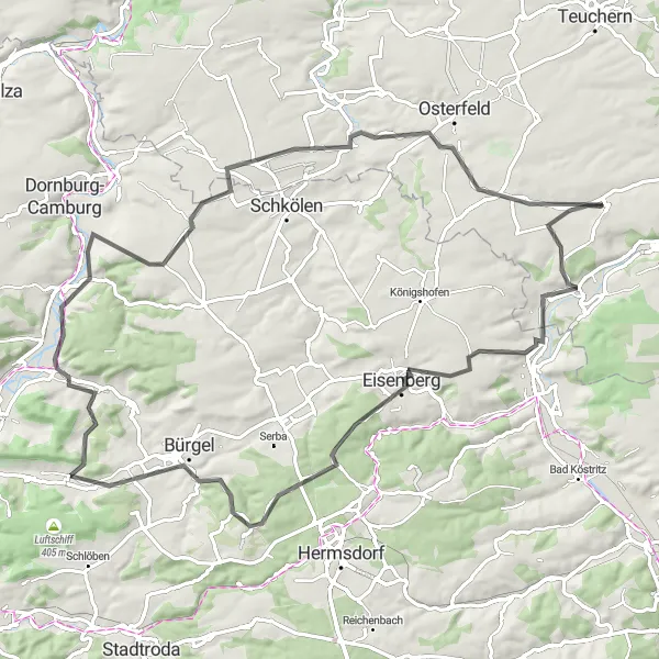 Karten-Miniaturansicht der Radinspiration "Schlösser und Berge Tour" in Sachsen-Anhalt, Germany. Erstellt vom Tarmacs.app-Routenplaner für Radtouren