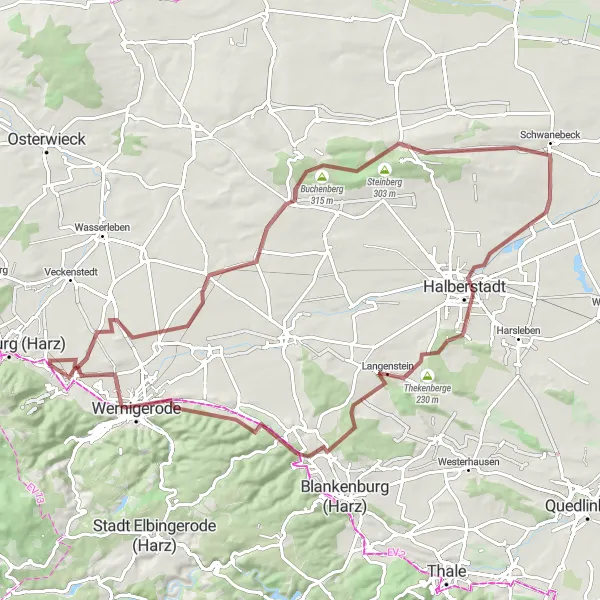 Map miniature of "The Harz Mountain Challenge" cycling inspiration in Sachsen-Anhalt, Germany. Generated by Tarmacs.app cycling route planner