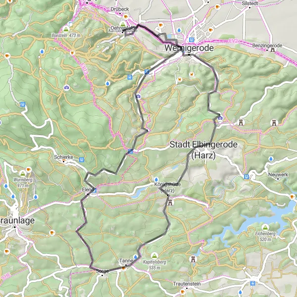 Map miniature of "Harz Mountain Challenge" cycling inspiration in Sachsen-Anhalt, Germany. Generated by Tarmacs.app cycling route planner