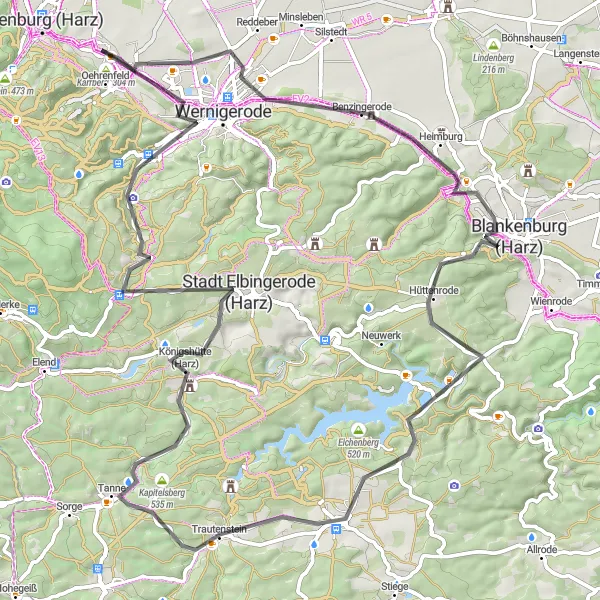 Karten-Miniaturansicht der Radinspiration "Rundtour von Drübeck nach Stadt Elbingerode (Harz)" in Sachsen-Anhalt, Germany. Erstellt vom Tarmacs.app-Routenplaner für Radtouren