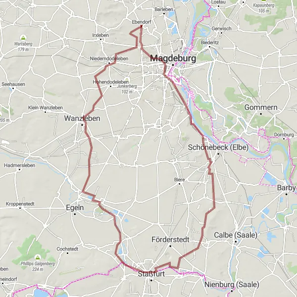 Map miniature of "The Gravel Adventure" cycling inspiration in Sachsen-Anhalt, Germany. Generated by Tarmacs.app cycling route planner