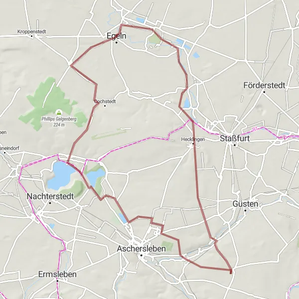 Map miniature of "Gravel Route to Unseburg" cycling inspiration in Sachsen-Anhalt, Germany. Generated by Tarmacs.app cycling route planner