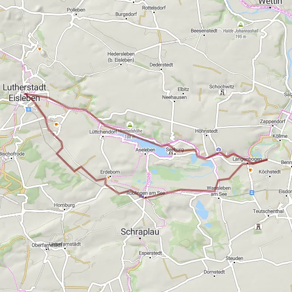 Map miniature of "Scenic Lakeside Route" cycling inspiration in Sachsen-Anhalt, Germany. Generated by Tarmacs.app cycling route planner