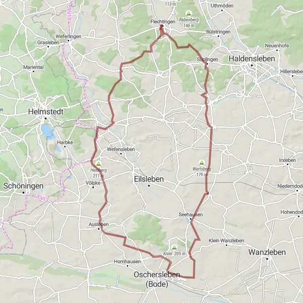 Map miniature of "Gravel Adventure around Flechtingen" cycling inspiration in Sachsen-Anhalt, Germany. Generated by Tarmacs.app cycling route planner