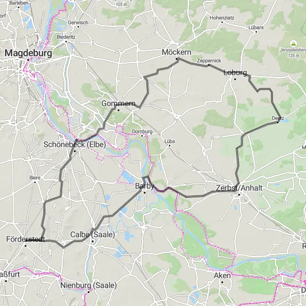 Karten-Miniaturansicht der Radinspiration "Historische Route durch Sachsen-Anhalt" in Sachsen-Anhalt, Germany. Erstellt vom Tarmacs.app-Routenplaner für Radtouren