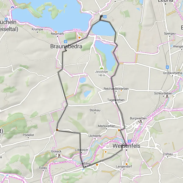 Map miniature of "Reichardtswerben Loop" cycling inspiration in Sachsen-Anhalt, Germany. Generated by Tarmacs.app cycling route planner