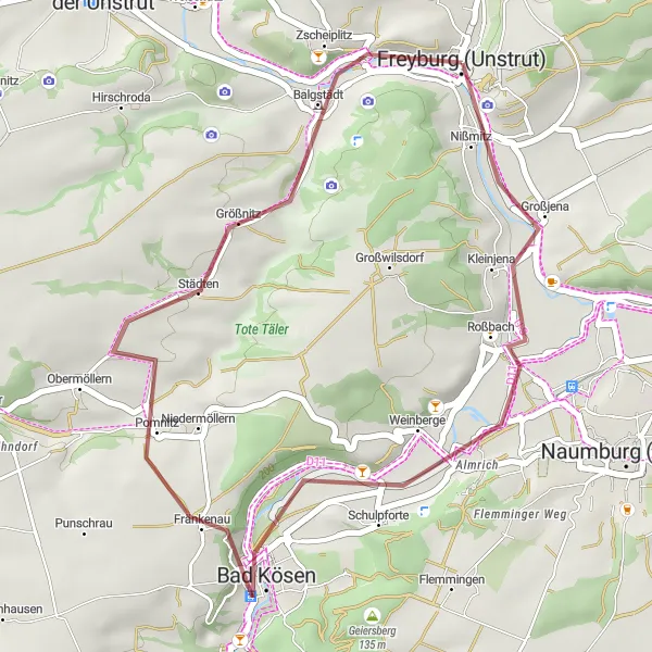 Map miniature of "Historic Gravel Roads" cycling inspiration in Sachsen-Anhalt, Germany. Generated by Tarmacs.app cycling route planner