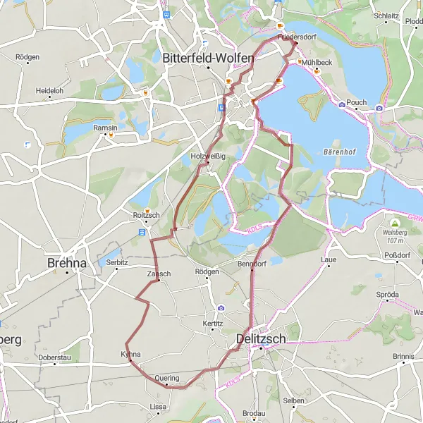 Map miniature of "The Gravel Adventure" cycling inspiration in Sachsen-Anhalt, Germany. Generated by Tarmacs.app cycling route planner