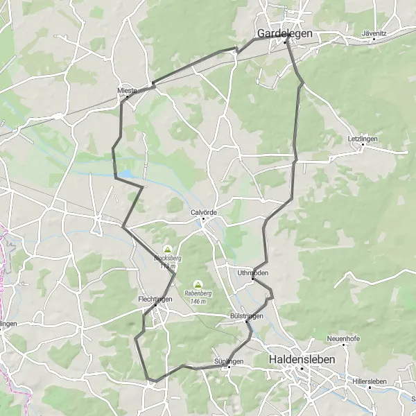 Karten-Miniaturansicht der Radinspiration "Große Runde um Gardelegen" in Sachsen-Anhalt, Germany. Erstellt vom Tarmacs.app-Routenplaner für Radtouren