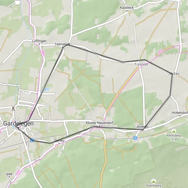 Map miniature of "Hemstedt Loop" cycling inspiration in Sachsen-Anhalt, Germany. Generated by Tarmacs.app cycling route planner