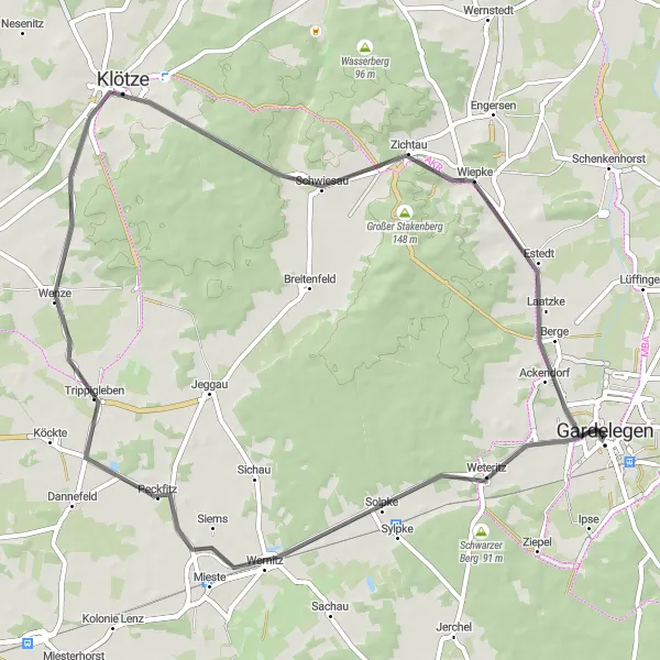 Karten-Miniaturansicht der Radinspiration "Galgenberg-Tour" in Sachsen-Anhalt, Germany. Erstellt vom Tarmacs.app-Routenplaner für Radtouren