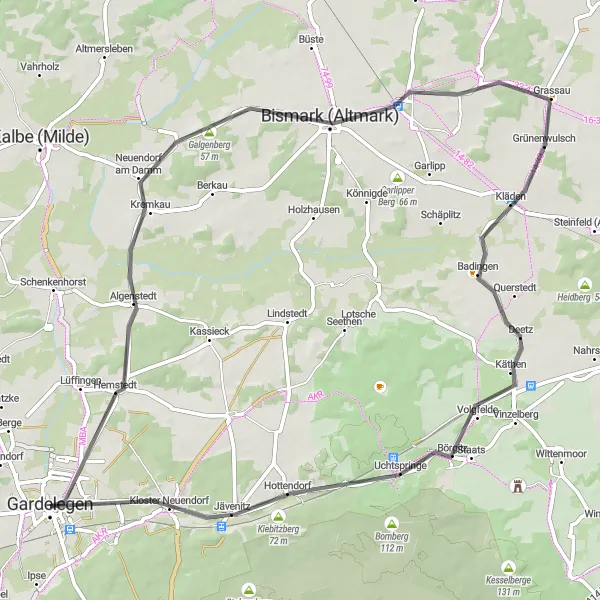 Karten-Miniaturansicht der Radinspiration "Algenstedt-Radtour" in Sachsen-Anhalt, Germany. Erstellt vom Tarmacs.app-Routenplaner für Radtouren