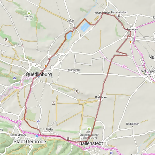 Karten-Miniaturansicht der Radinspiration "Runde um Quedlinburg" in Sachsen-Anhalt, Germany. Erstellt vom Tarmacs.app-Routenplaner für Radtouren