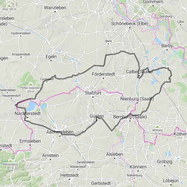 Karten-Miniaturansicht der Radinspiration "Burgen und Weinberge Tour" in Sachsen-Anhalt, Germany. Erstellt vom Tarmacs.app-Routenplaner für Radtouren