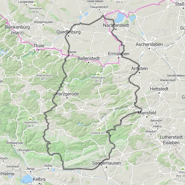 Karten-Miniaturansicht der Radinspiration "Harz Roundtrip von Gatersleben" in Sachsen-Anhalt, Germany. Erstellt vom Tarmacs.app-Routenplaner für Radtouren