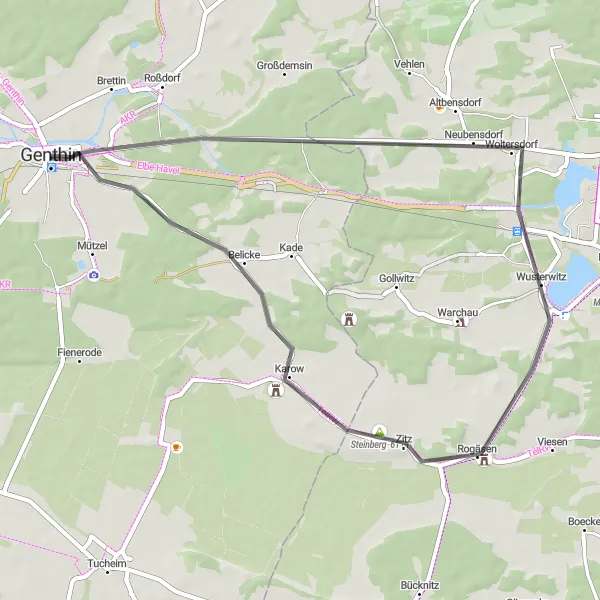 Map miniature of "Heideberg and Steinberg Road Route" cycling inspiration in Sachsen-Anhalt, Germany. Generated by Tarmacs.app cycling route planner