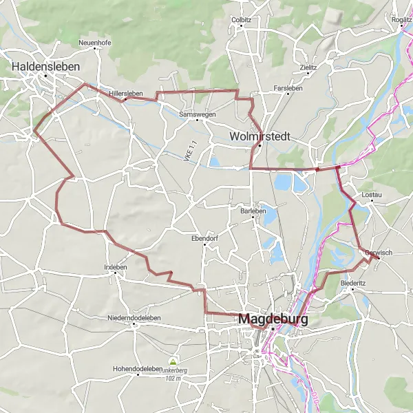 Map miniature of "Magdeburg Gravel Adventure" cycling inspiration in Sachsen-Anhalt, Germany. Generated by Tarmacs.app cycling route planner