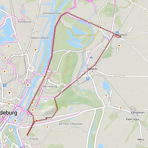 Map miniature of "Jahrtausendturm Gravel Loop" cycling inspiration in Sachsen-Anhalt, Germany. Generated by Tarmacs.app cycling route planner