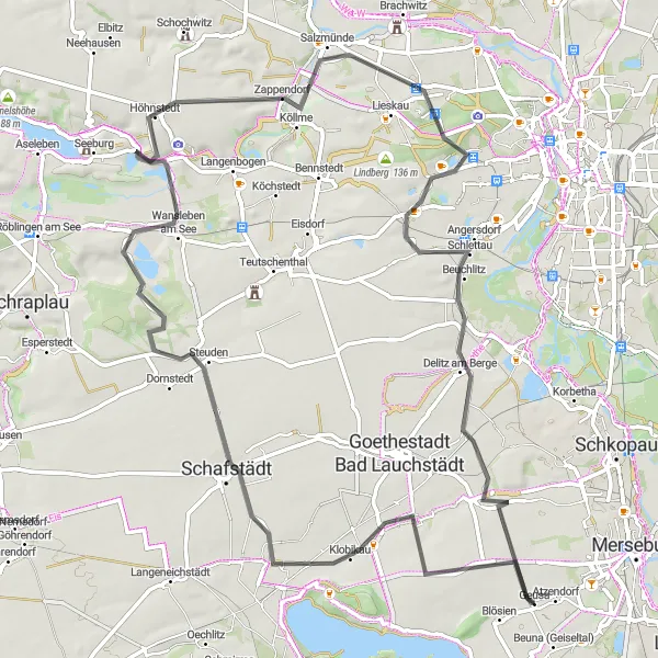 Karten-Miniaturansicht der Radinspiration "Erlebnisreiche Fahrradtour durch Schönste Weinsicht 2020 Saale Unstrut" in Sachsen-Anhalt, Germany. Erstellt vom Tarmacs.app-Routenplaner für Radtouren