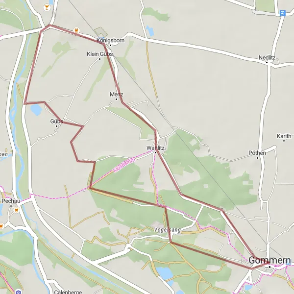 Map miniature of "The Königsborn Gravel Adventure" cycling inspiration in Sachsen-Anhalt, Germany. Generated by Tarmacs.app cycling route planner