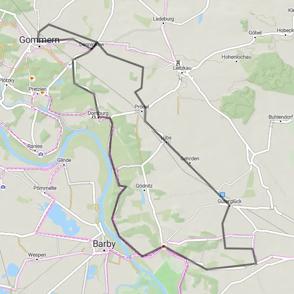 Map miniature of "Nutha and Castle Dornburg" cycling inspiration in Sachsen-Anhalt, Germany. Generated by Tarmacs.app cycling route planner