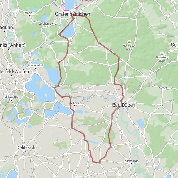 Map miniature of "Exploring Sachsen-Anhalt Gravel Tour" cycling inspiration in Sachsen-Anhalt, Germany. Generated by Tarmacs.app cycling route planner