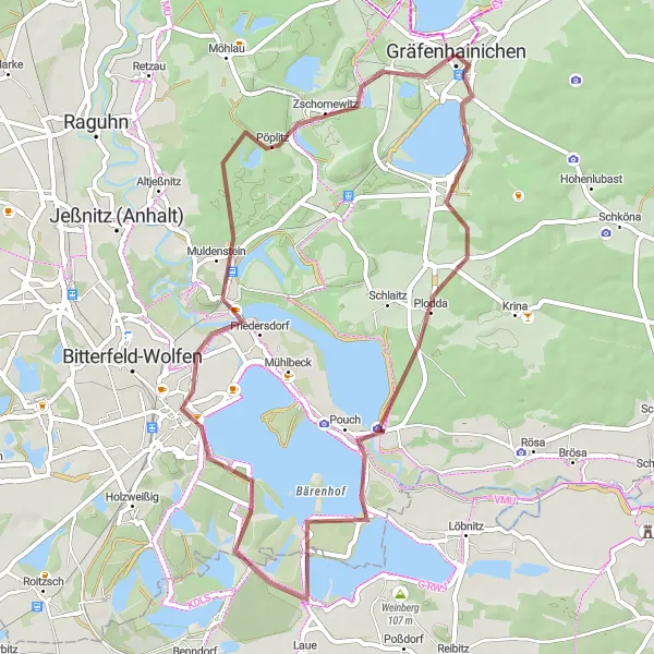 Map miniature of "Historic Sachsen-Anhalt Gravel Ride" cycling inspiration in Sachsen-Anhalt, Germany. Generated by Tarmacs.app cycling route planner