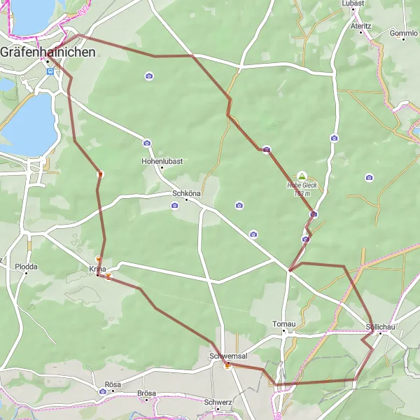 Map miniature of "Countryside Escape" cycling inspiration in Sachsen-Anhalt, Germany. Generated by Tarmacs.app cycling route planner