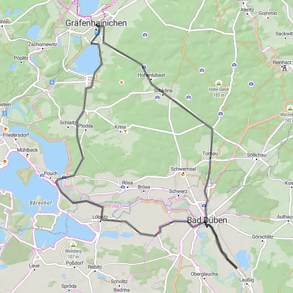 Map miniature of "Scenic Sachsen-Anhalt Road Tour" cycling inspiration in Sachsen-Anhalt, Germany. Generated by Tarmacs.app cycling route planner
