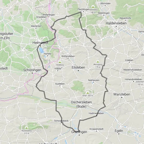 Karten-Miniaturansicht der Radinspiration "Die Geschichte erleben: Von Gröningen nach Helmstedt" in Sachsen-Anhalt, Germany. Erstellt vom Tarmacs.app-Routenplaner für Radtouren