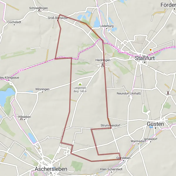 Map miniature of "Exploring Gravel Trails" cycling inspiration in Sachsen-Anhalt, Germany. Generated by Tarmacs.app cycling route planner