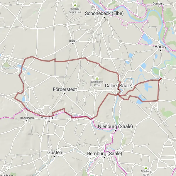 Map miniature of "Rüsten-Berg Tour" cycling inspiration in Sachsen-Anhalt, Germany. Generated by Tarmacs.app cycling route planner