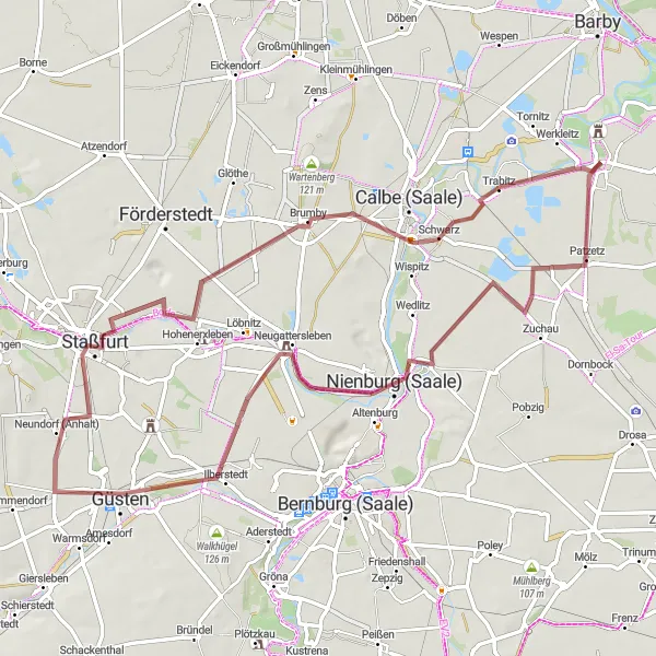 Map miniature of "Gravel Route with Historical Highlights" cycling inspiration in Sachsen-Anhalt, Germany. Generated by Tarmacs.app cycling route planner