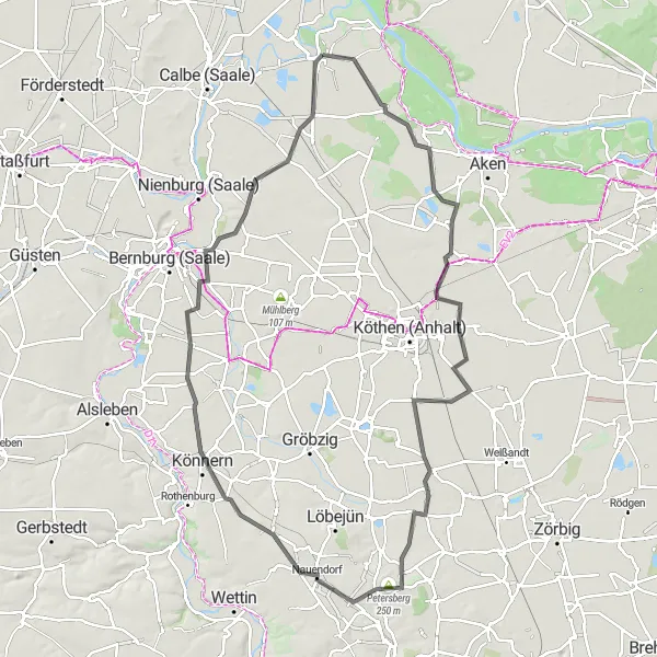 Map miniature of "Challenging Road Cycling Route" cycling inspiration in Sachsen-Anhalt, Germany. Generated by Tarmacs.app cycling route planner