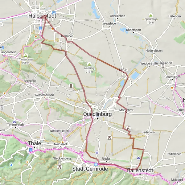 Karten-Miniaturansicht der Radinspiration "Halberstadt - Alter Scheibenplatz Rundweg" in Sachsen-Anhalt, Germany. Erstellt vom Tarmacs.app-Routenplaner für Radtouren