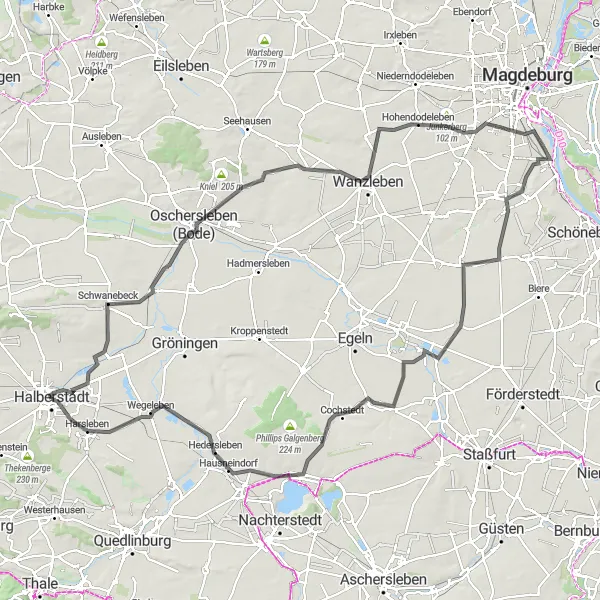 Karten-Miniaturansicht der Radinspiration "Schwanebeck - Halberstadt Langstrecke" in Sachsen-Anhalt, Germany. Erstellt vom Tarmacs.app-Routenplaner für Radtouren